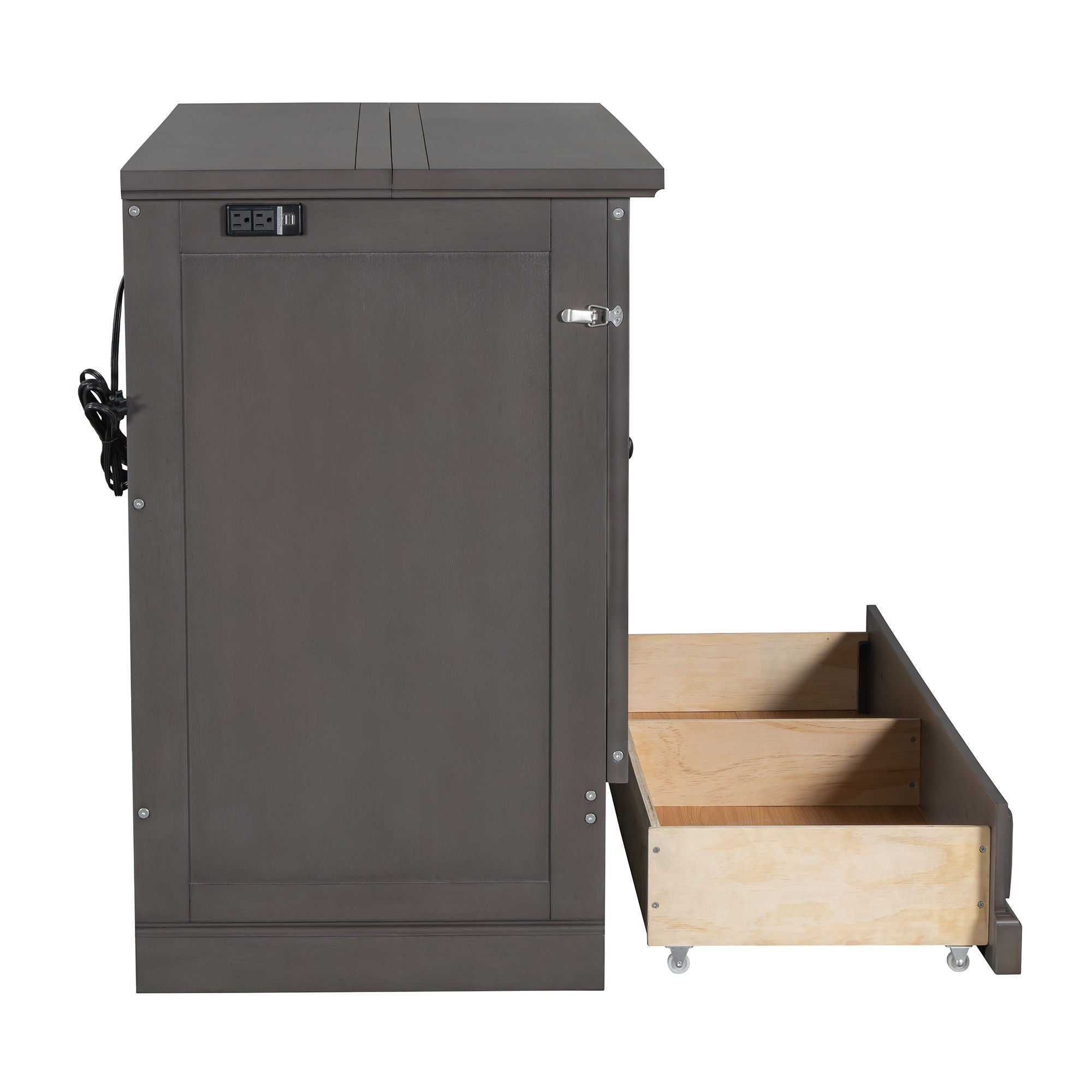 Solid Pine Murphy Bed Chest Cube Cabinet Bed With Charging Station And Large Storage Drawer For Home Office Or Small Room by HouseOfZazla