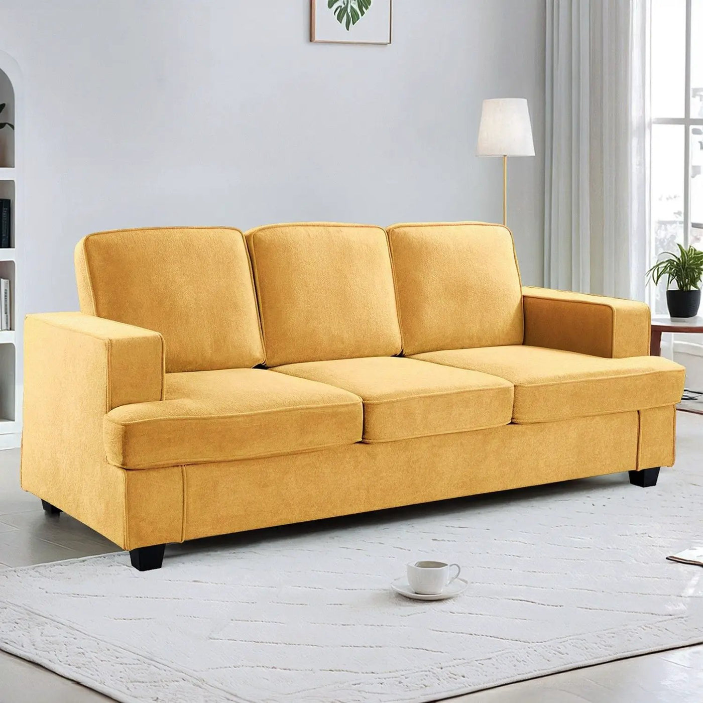 Modern Sofa, Comfortable 3 Seater Couch With Deep Seating, Loose Back Cushions, Wide Arms by Unique Piece Furniture