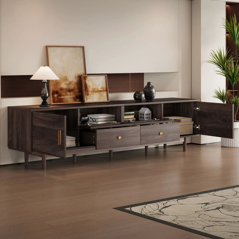 TV Stand With Drawers, Accent Entertainment Center For Living Room - Dark Brown by Unique Piece Furniture
