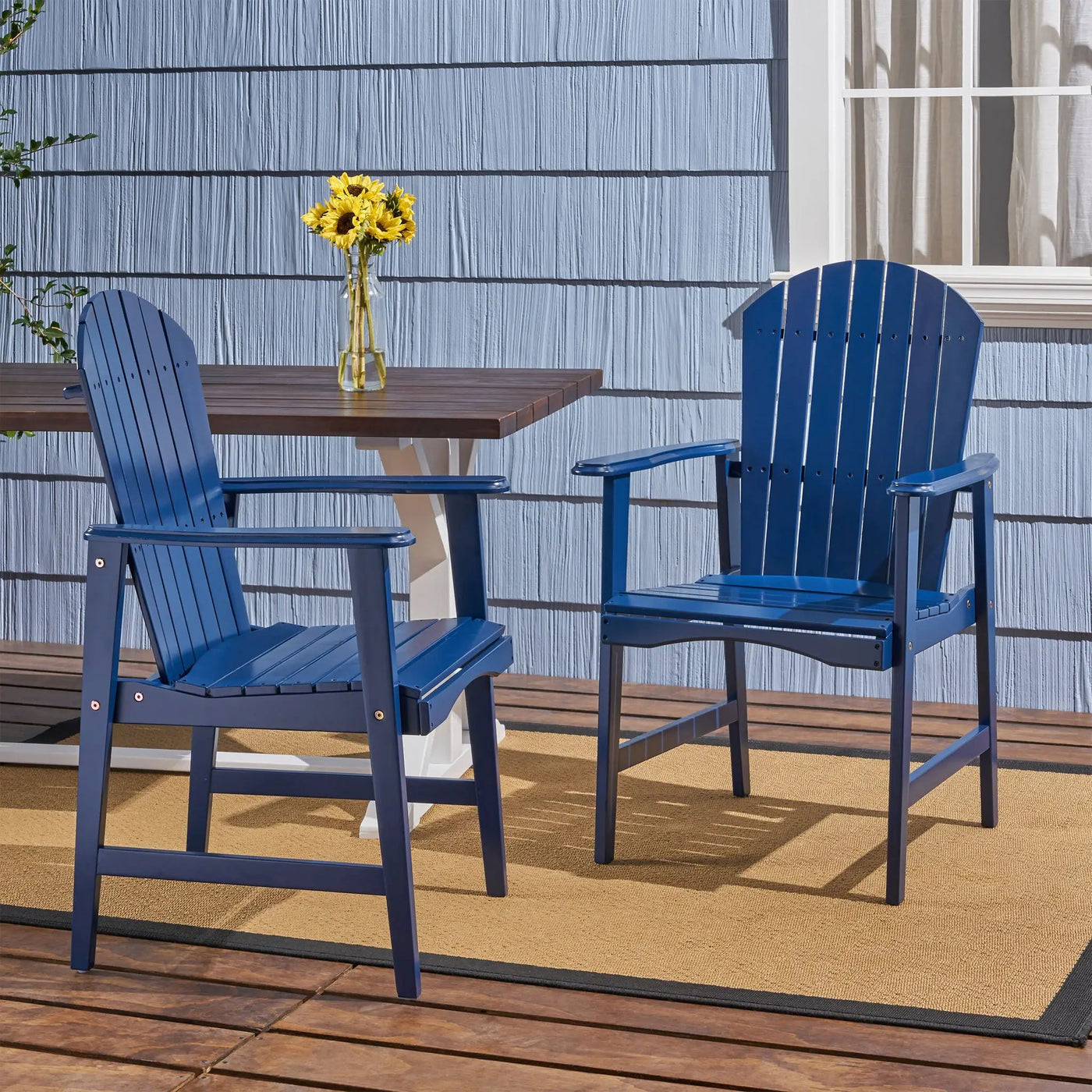 Outdoor Weather Resistant Acacia Wood Adirondack Dining Chairs (Set of 2) by HouseOfZazla
