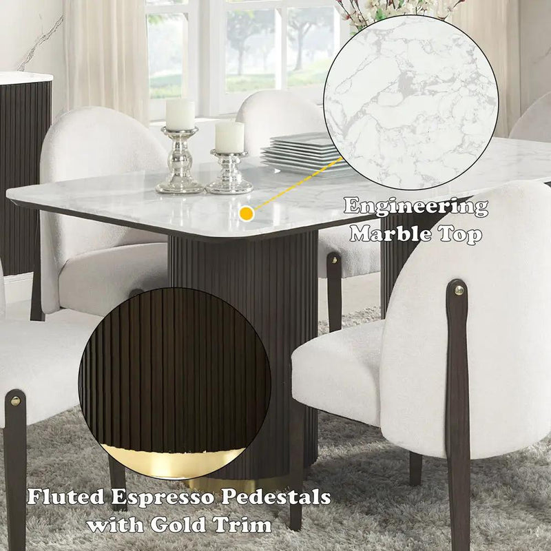 Clayten - Dining Table With Marble Top - White Natural Marble Top & Espresso by Unique Piece Furniture