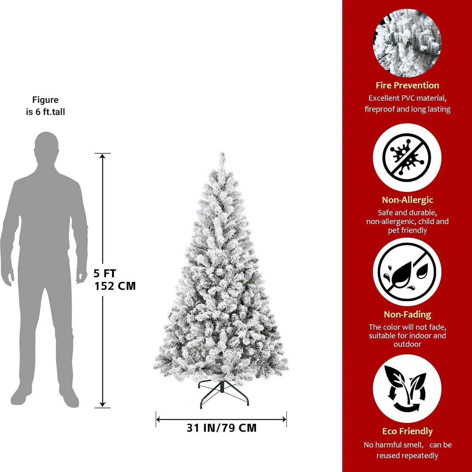4FT Flocked Christmas Tree with 233 Tips by HouseOfZazla