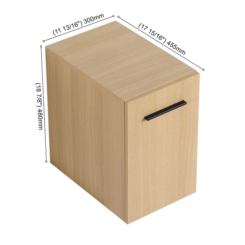Floating Bathroom Vanity Single Door Base Cabinet, Wall Mounted Storage - Light Oak by HouseOfZazla