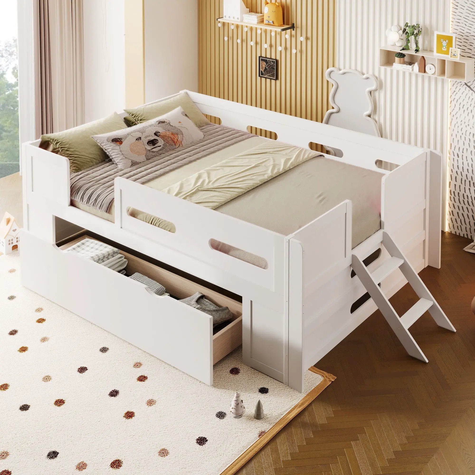 Platform Bed With Guardrail And Drawer by HouseOfZazla