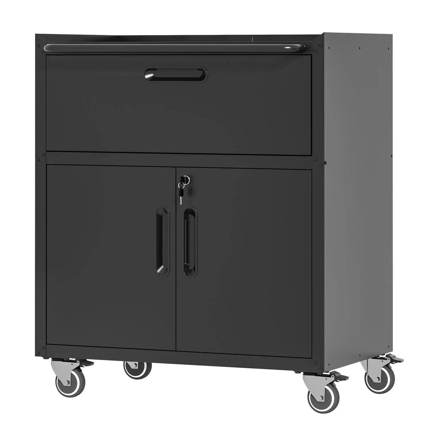 Sturdy And Durable Metal Tool Cabinet For Garage With Wheels Mobile Heavy Duty Storage Cabinet With 1 Drawer And 2 Locking Doors by HouseOfZazla