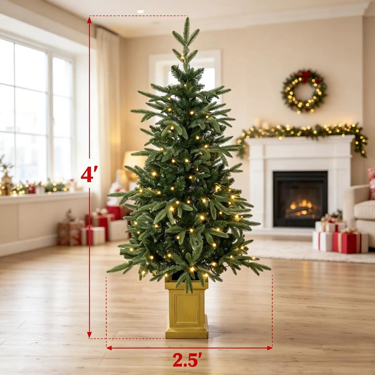 Set of 2, 4 ft Pre-Lit Aspen Fir Artificial Christmas Trees by HouseOfZazla
