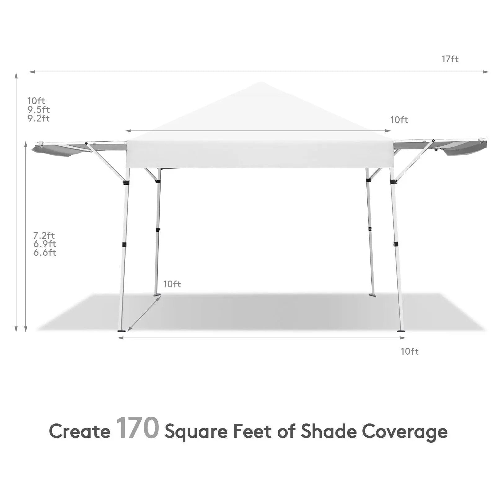 17 Feet x 10 Feet Foldable Pop Up Canopy with Adjustable Instant Sun Shelter by DirectDeals