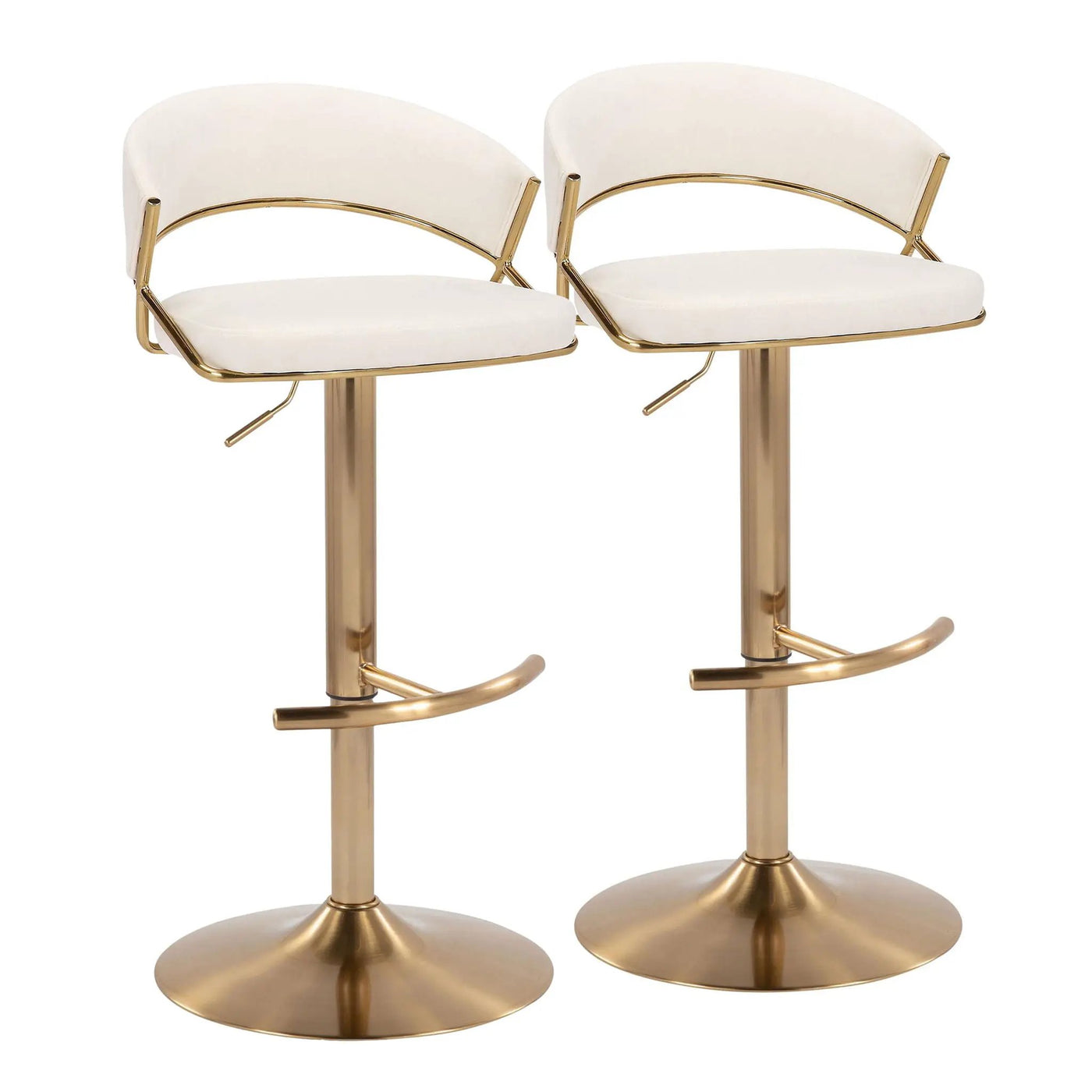 Jie - Contemporary Adjustable Barstool With Swivel With Rounded T Footrest (Set of 2) by HouseOfZazla