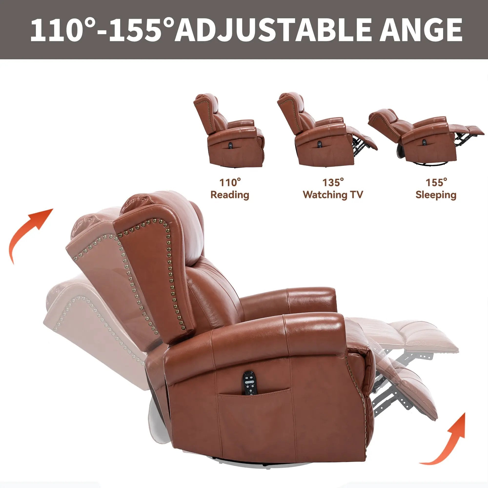 Heat Massage Manual Recliner Chair with Rocker and Swivel by HouseOfZazla
