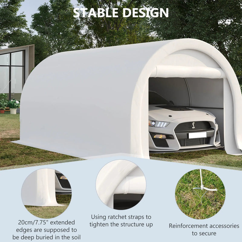 Outsunny - 10' x 16' Carport, Heavy Duty Portable Garage Storage Tent With Large Zippered Door, Anti-Uv Pe Canopy Cover For Car, Truck, Boat, Motorcycle, Bike, Garden Tools, Outdoor Work by Unique Piece Furniture