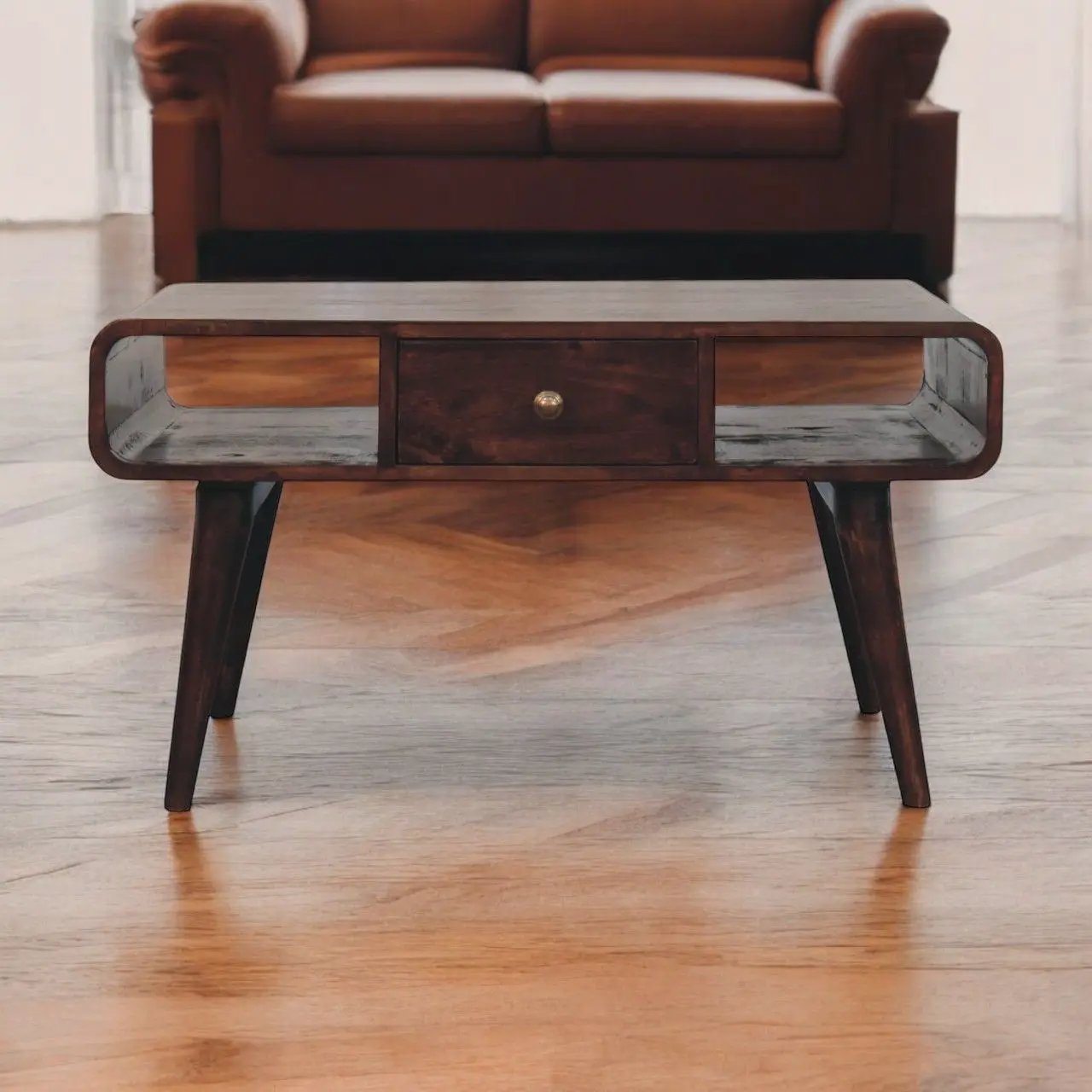 Solid Wood Curved Coffee Table by HouseOfZazla