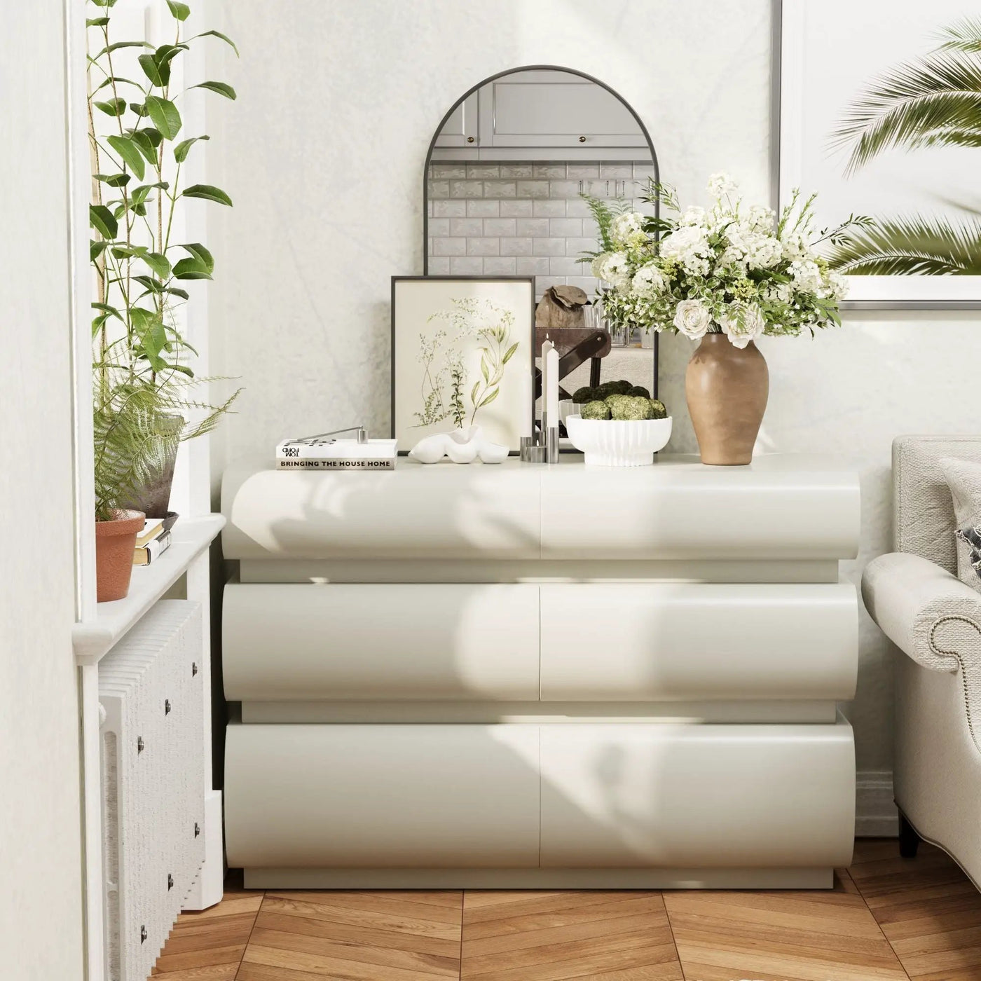 Minimalist Modern 6 Drawer Dresser, Handle Free Design With Wide Storage by HouseOfZazla