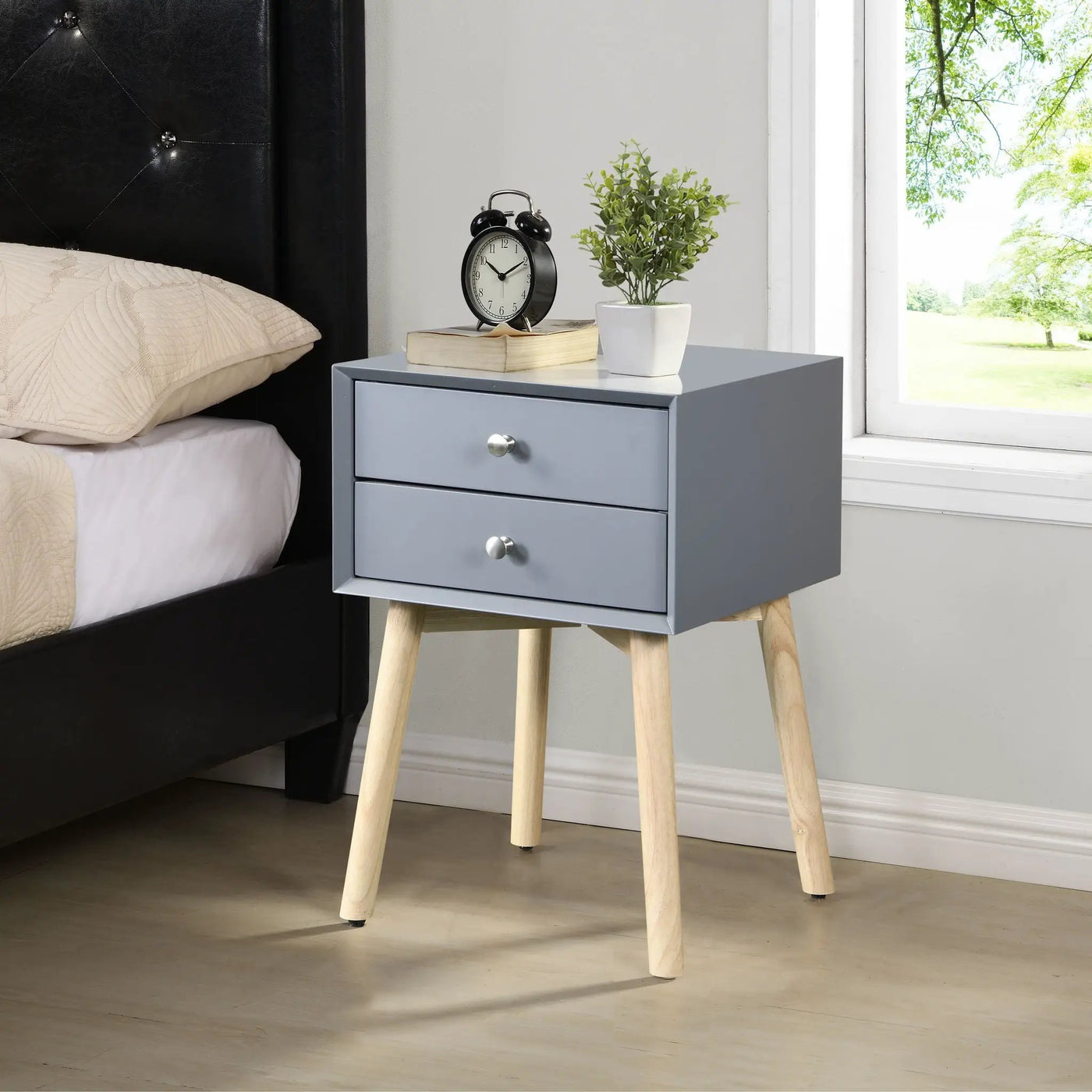 Side Table With 2 Drawer, Mid-Century Modern Storage Cabinet For Bedroom by Unique Piece Furniture