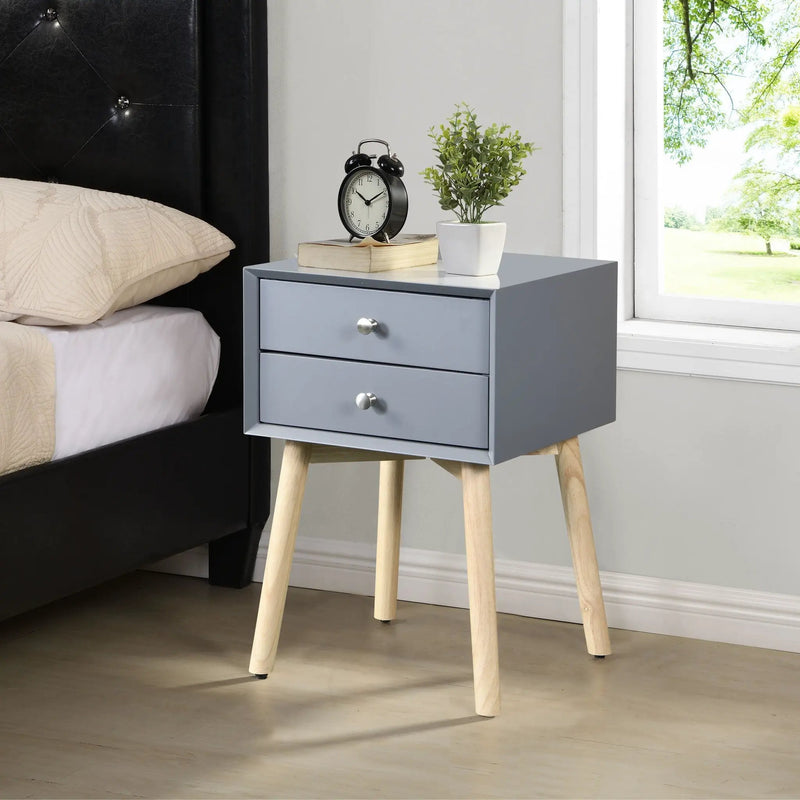 Side Table With 2 Drawer, Mid-Century Modern Storage Cabinet For Bedroom by Unique Piece Furniture
