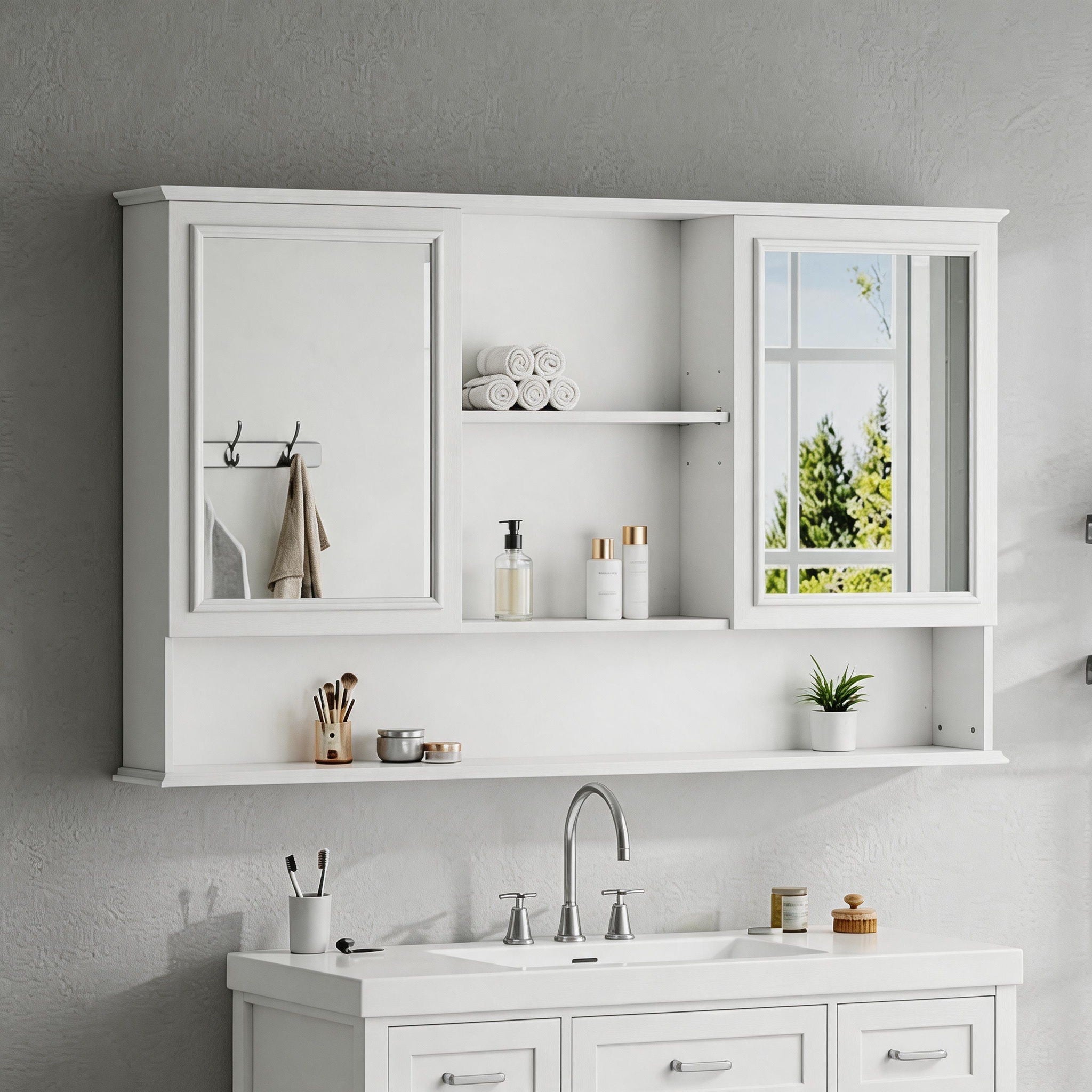 Wall Mounted Bathroom Medicine Cabinet With Double Mirrored Doors by HouseOfZazla