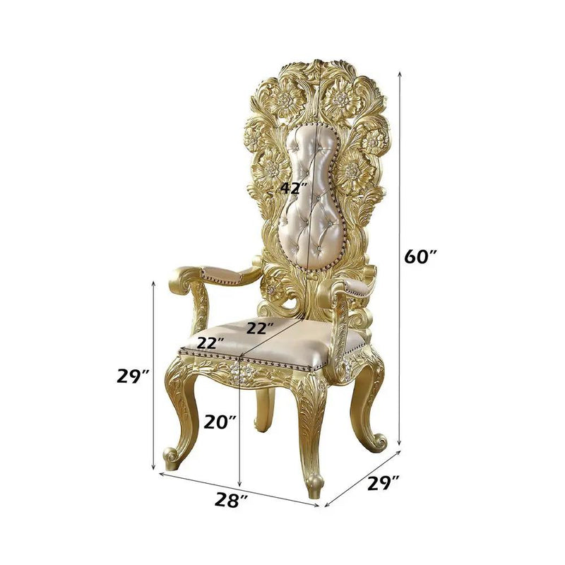 Cabriole - Arm Chair (Set of 2) - Light Gold Synthetic Leather & Gold by Unique Piece Furniture