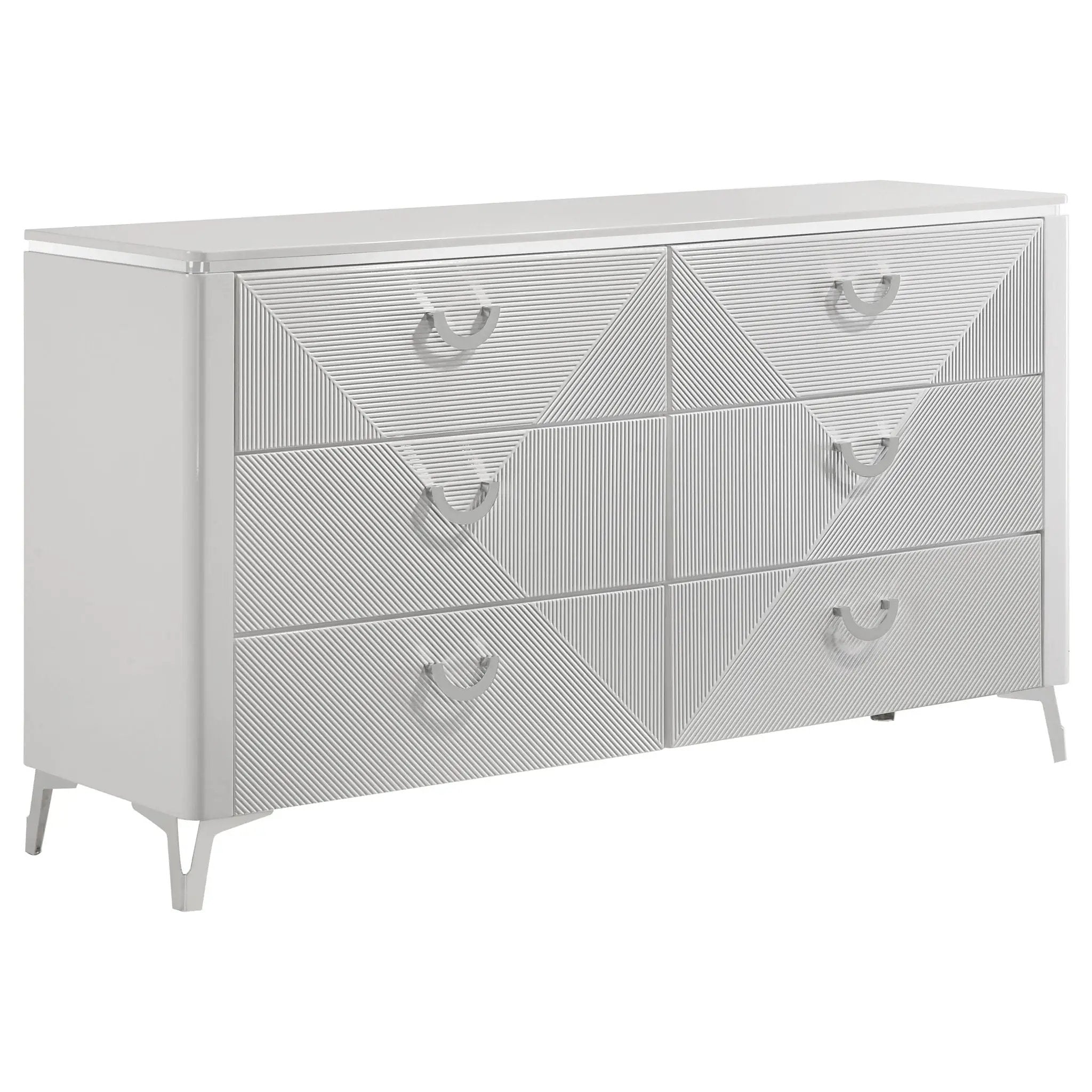 Cassia 5-piece Queen LED Bedroom Set White High Gloss by Unique Piece Furniture