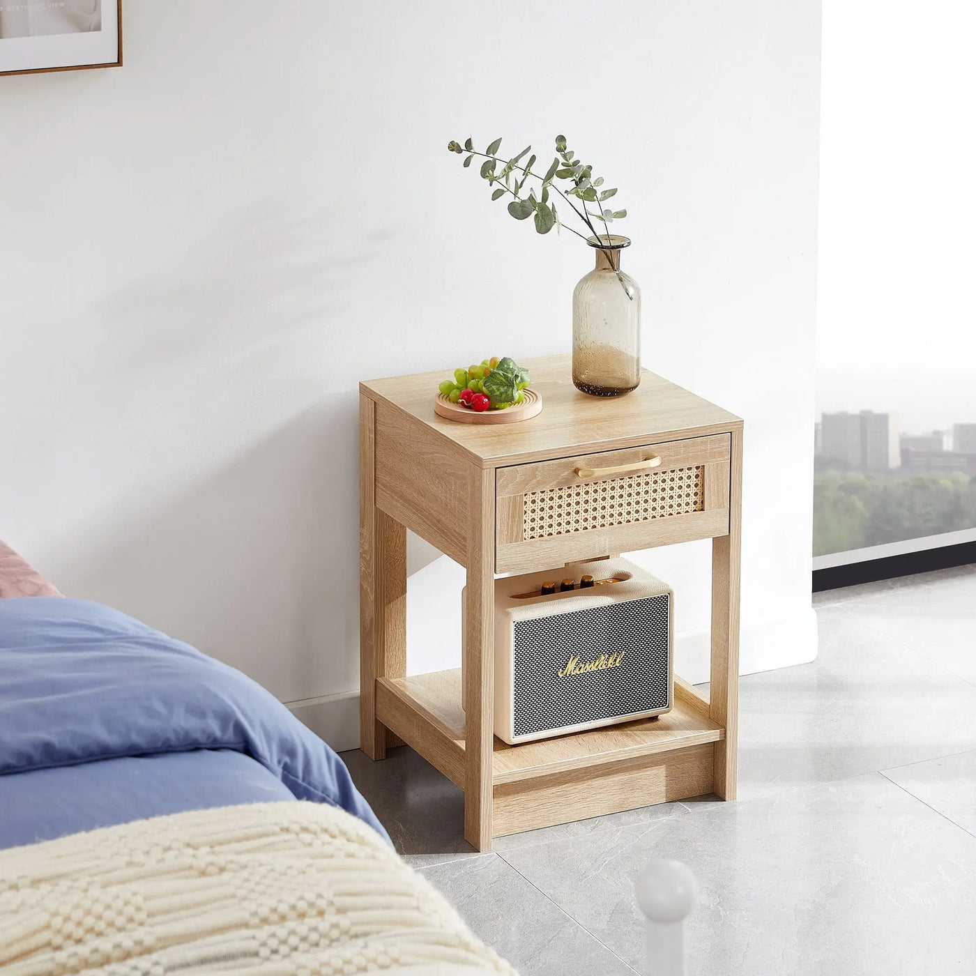 15.75" Rattan End Table With Drawer, Modern Nightstand, Side Table For Living Room, Bedroom by Unique Piece Furniture