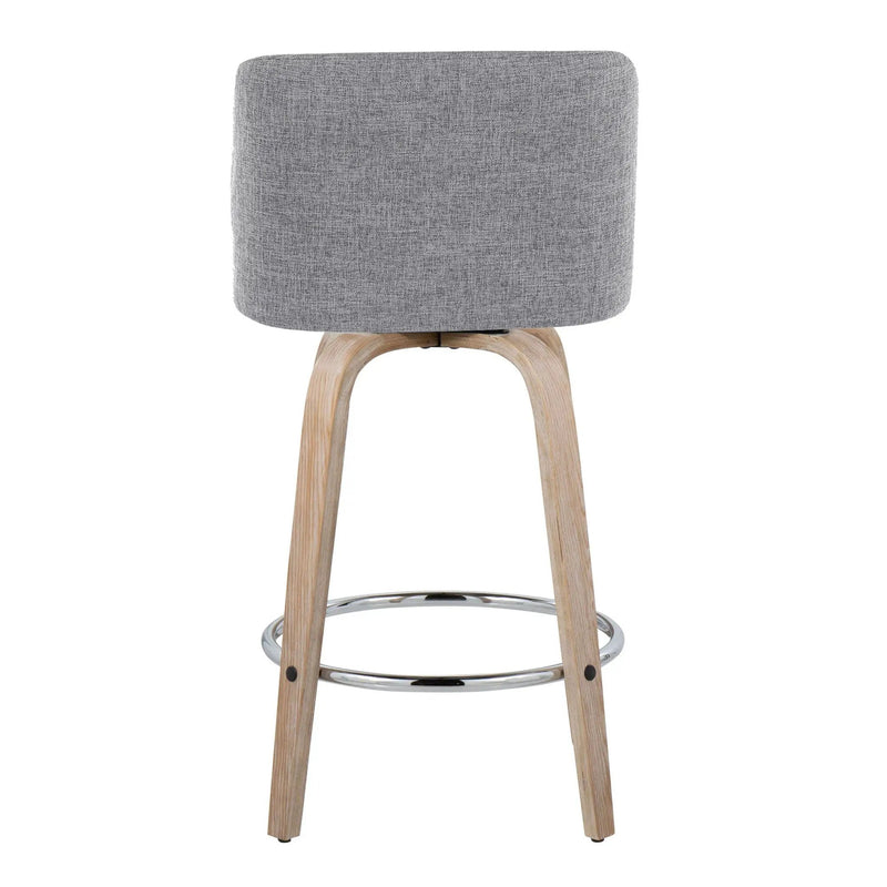Toriano - Modern Design Fixed Height Counter Stool With Swivel With Round Footrest (Set of 2) by HouseOfZazla