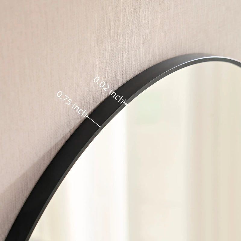 Wall Circular Framed Vanity Mirror For Bathroom, Living Room Decor - Black by Unique Piece Furniture