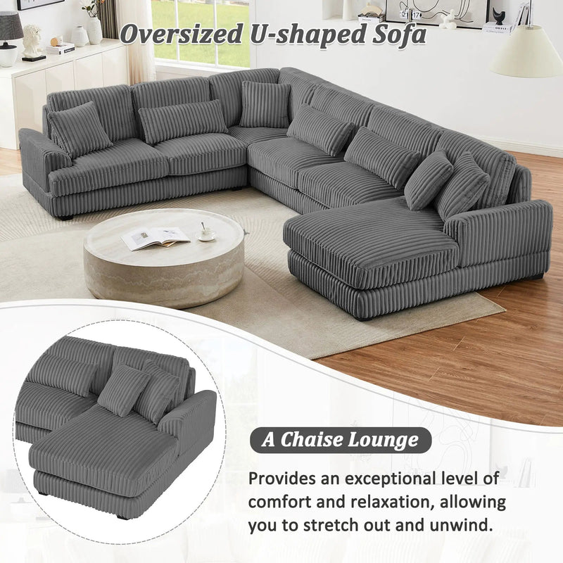 Oversized Sectional Sofa U - Shaped Sofa Couch Modern Sofa Upholstered In Soft With A Chaise Lounge For Living Room by HouseOfZazla