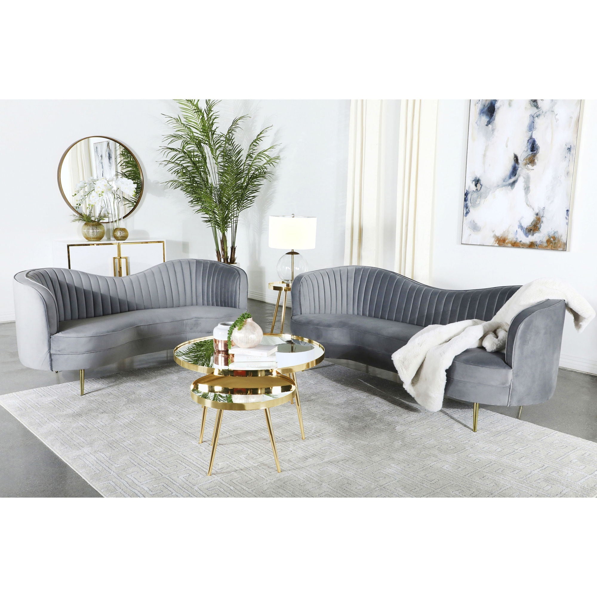Sienna - 2 Piece Back Living Room Set, Sofa & Loveseat - Gray by HouseOfZazla