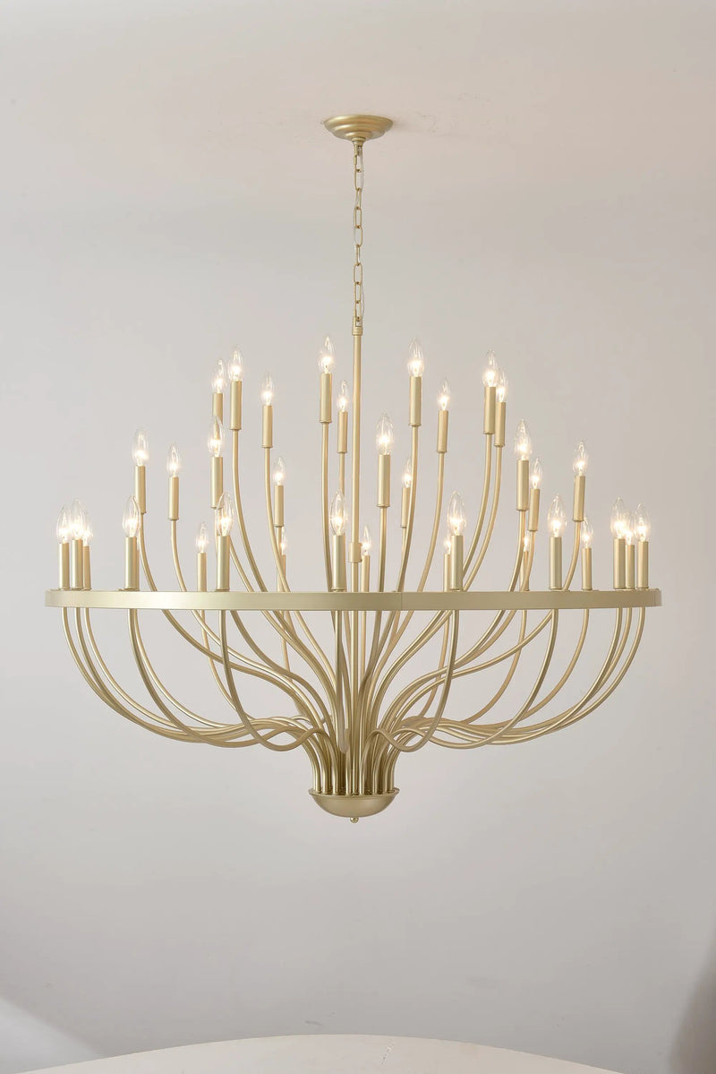 36-Light Gold Industrial Iron Candle Chandelier by HouseOfZazla