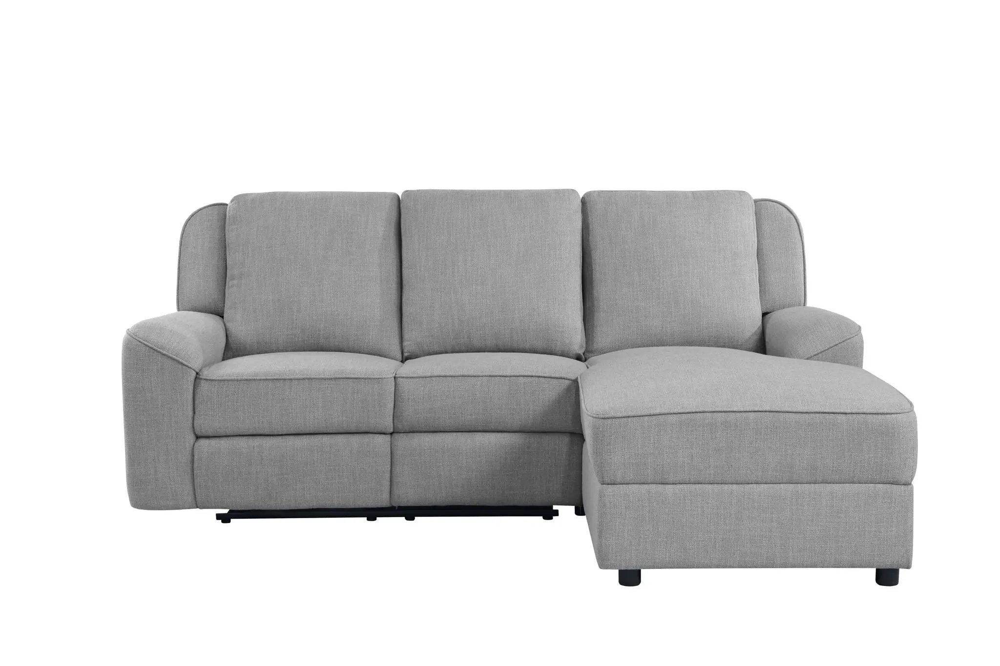 Destiny - Linen Sectional Sofa With Dropdown Table - Gray by HouseOfZazla