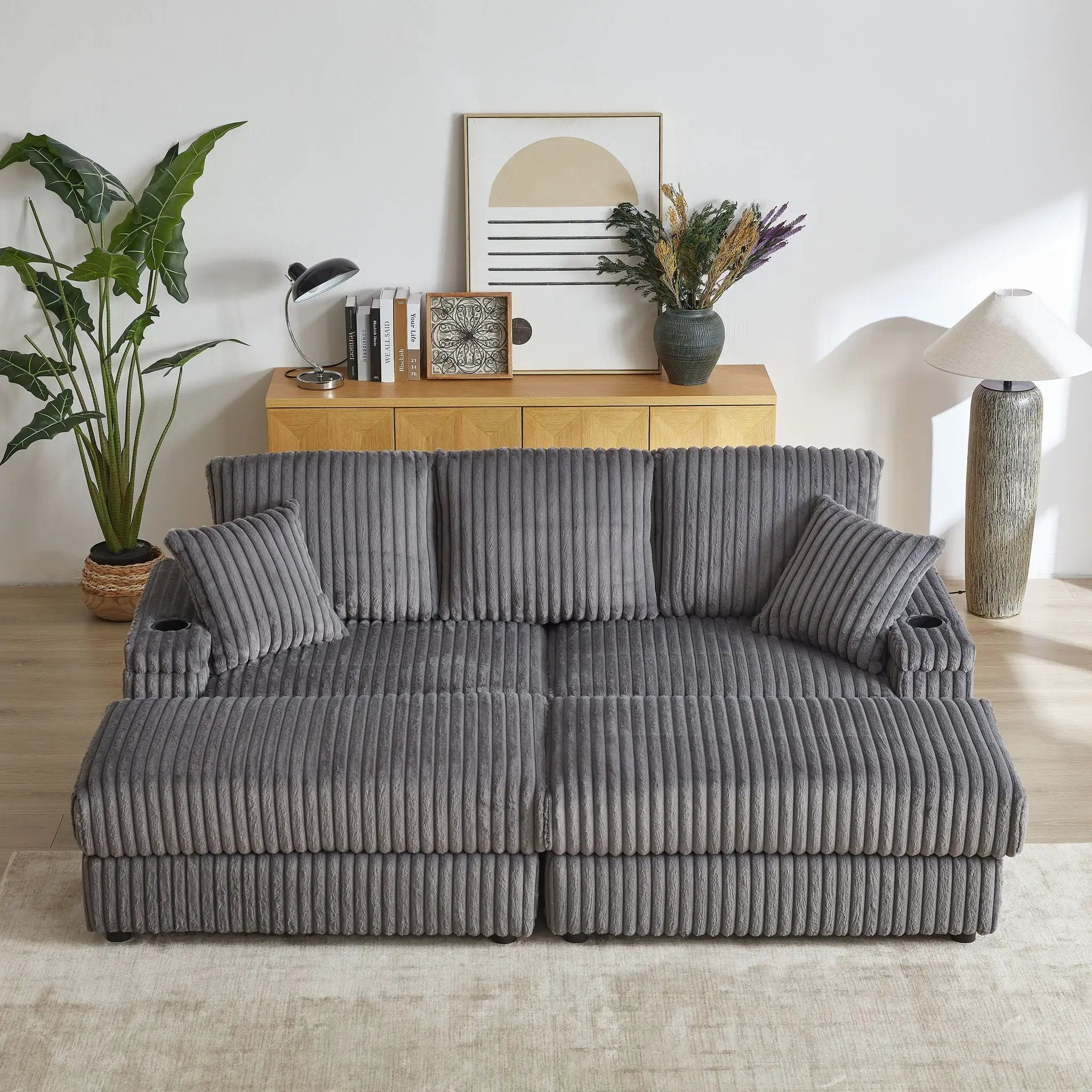 3 Seater Sofa With 2 Ottomans For Living Room by HouseOfZazla