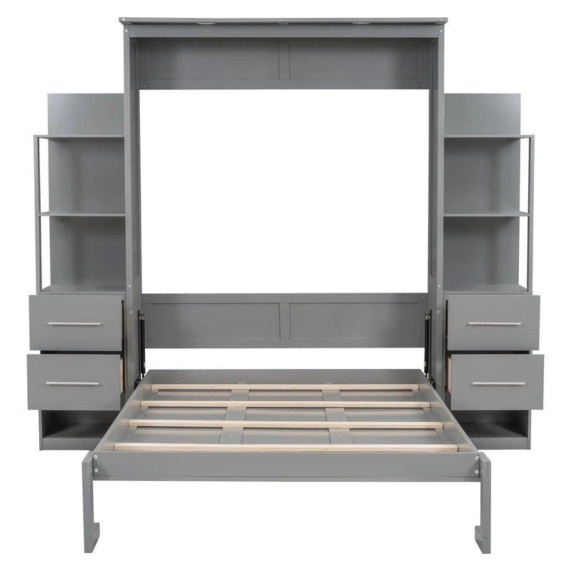 Murphy Wall Bed With LED Lights, Shelves And Drawers by Unique Piece Furniture