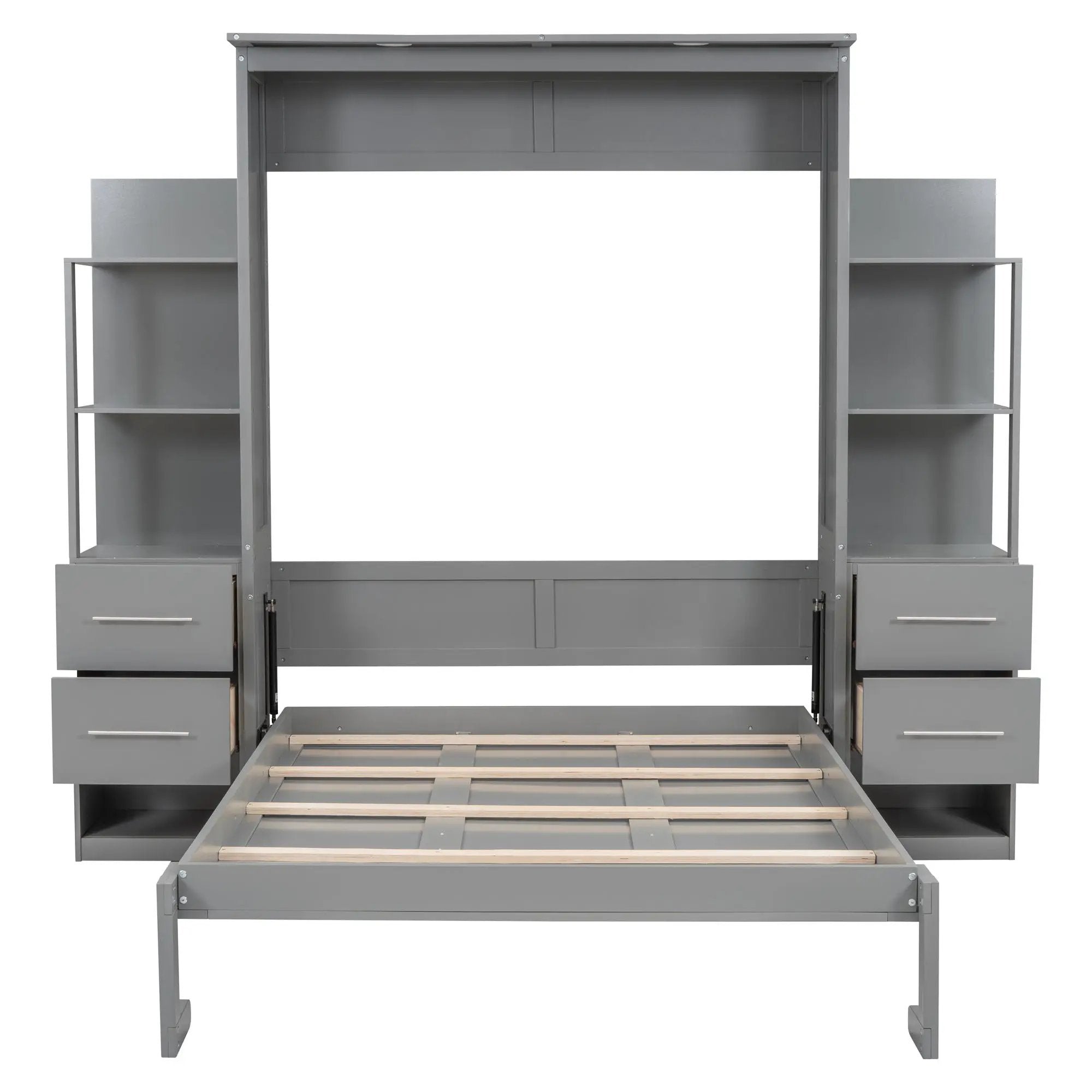 Murphy Wall Bed With LED Lights, Shelves And Drawers