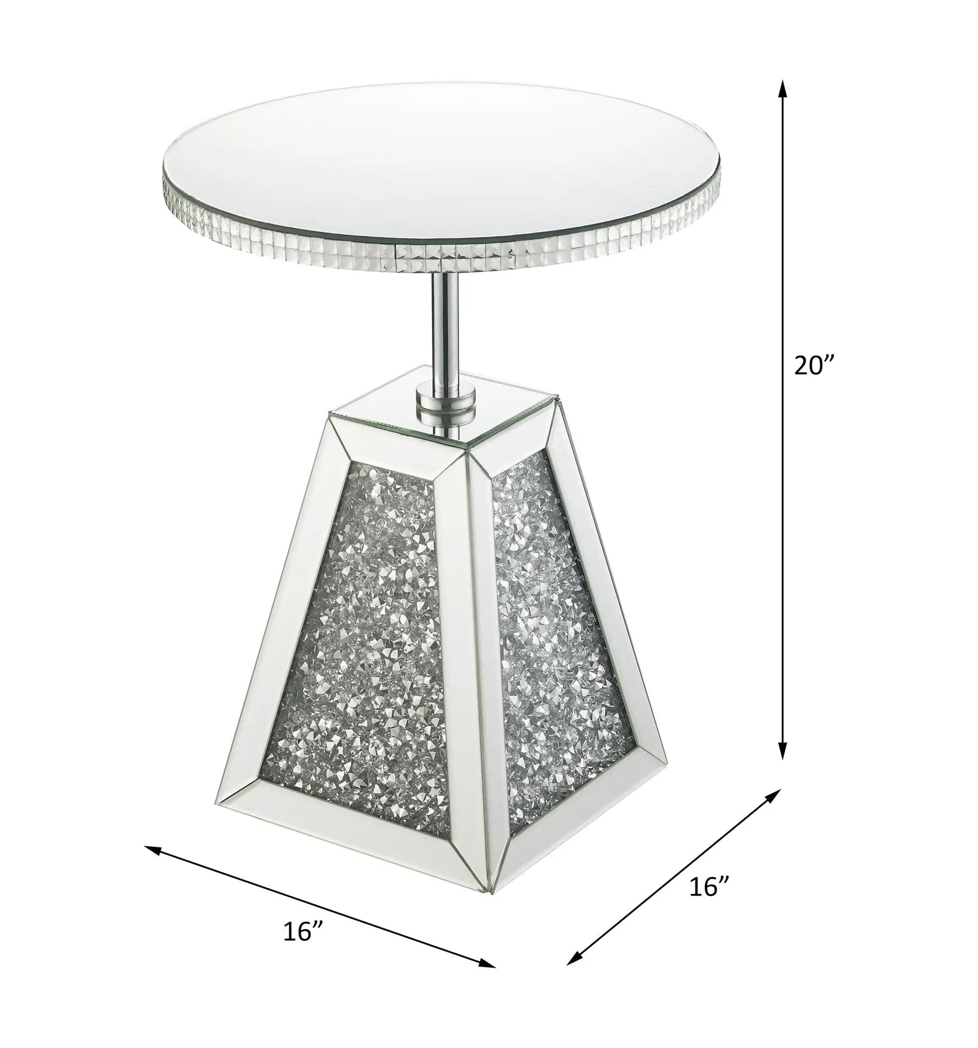 Noralie - 20" Accent Table - Mirrored & Faux Diamonds by Unique Piece Furniture