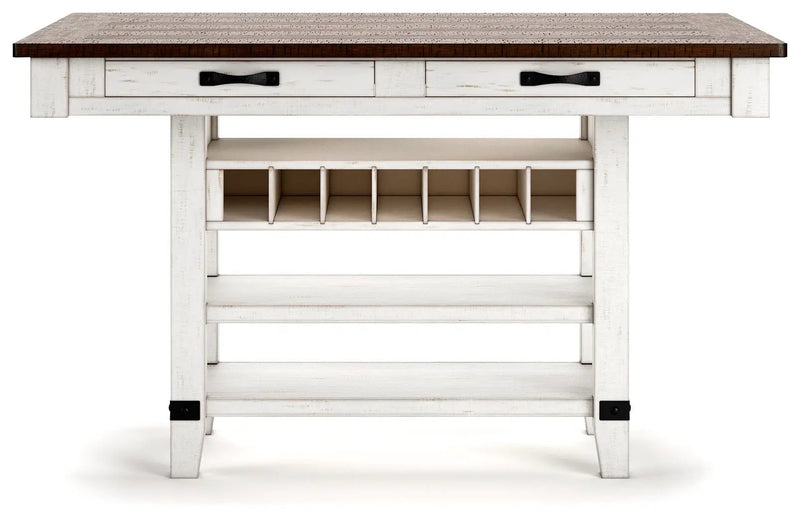 Valebeck - Rect Dining Room Counter Table With Wine Rack by Unique Piece Furniture
