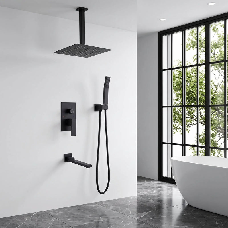 Matte Shower System with Tub Spout and 10 Inch Shower Head by HouseOfZazla