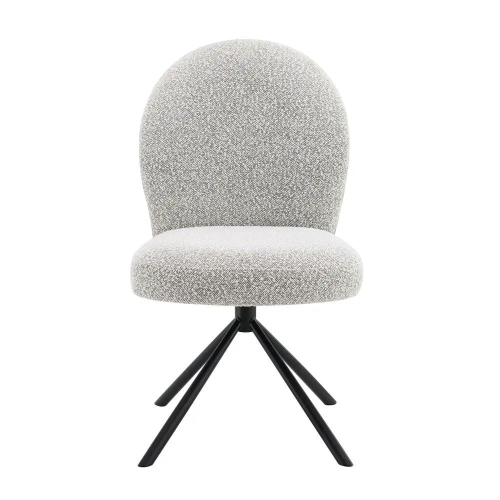 Lawton - Side Chair With Swivel (Set of 2) - Gray Boucle & Black by Unique Piece Furniture