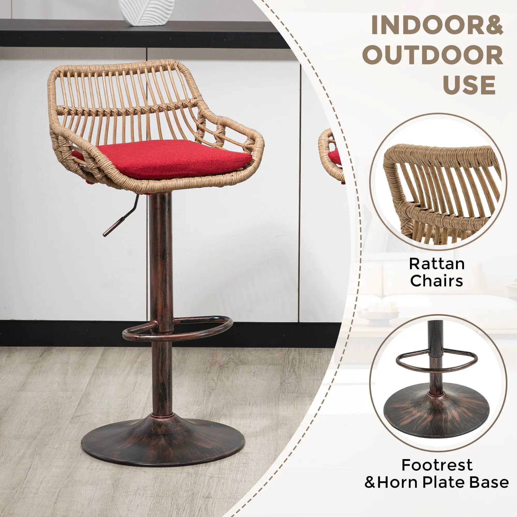 Modern Swivel Bar Stools Adjustable Counter Chairs With Footrest (Set of 2) by Unique Piece Furniture