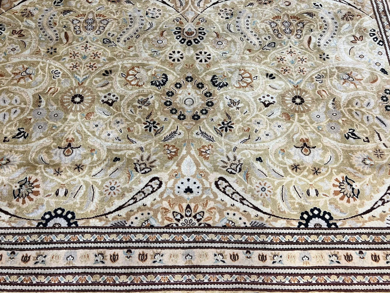 Pak Persian Rug 8x10, Wool Hand Knotted Vintage Carpet, Safavieh Rug, Gold Tan, 270 KPSI by Jewel Rugs