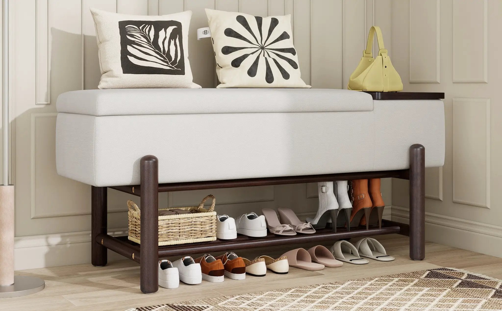 TREXM Farmhouse Upholstered Storage Bench with Hidden Compartment - Espresso by HouseOfZazla
