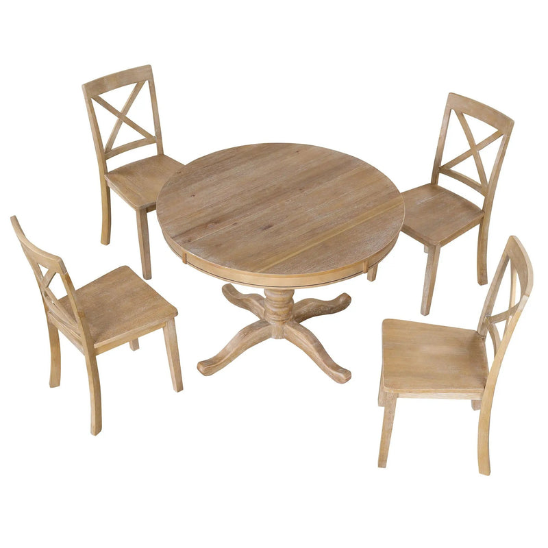 Modern Dining Table Set For 4, Round Table And 4 Kitchen Room Chairs, 5 Piece Kitchen Table Set For Dining Room, Dinette, Breakfast Nook by HouseOfZazla