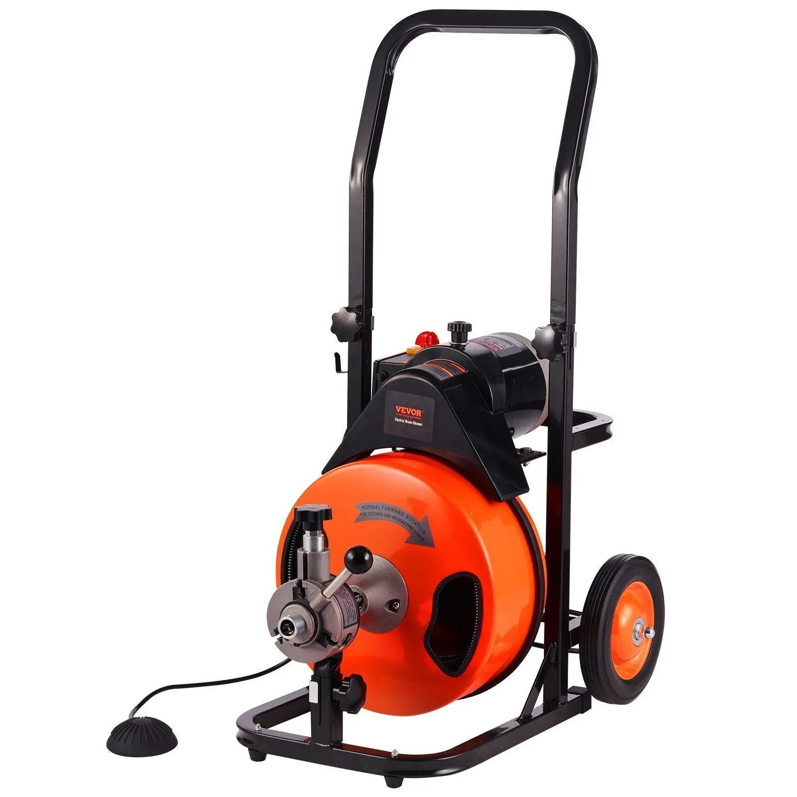 Drain Cleaning Machine 100Ft X 3/8" Auto Feed Sewer Snake - Orange by HouseOfZazla