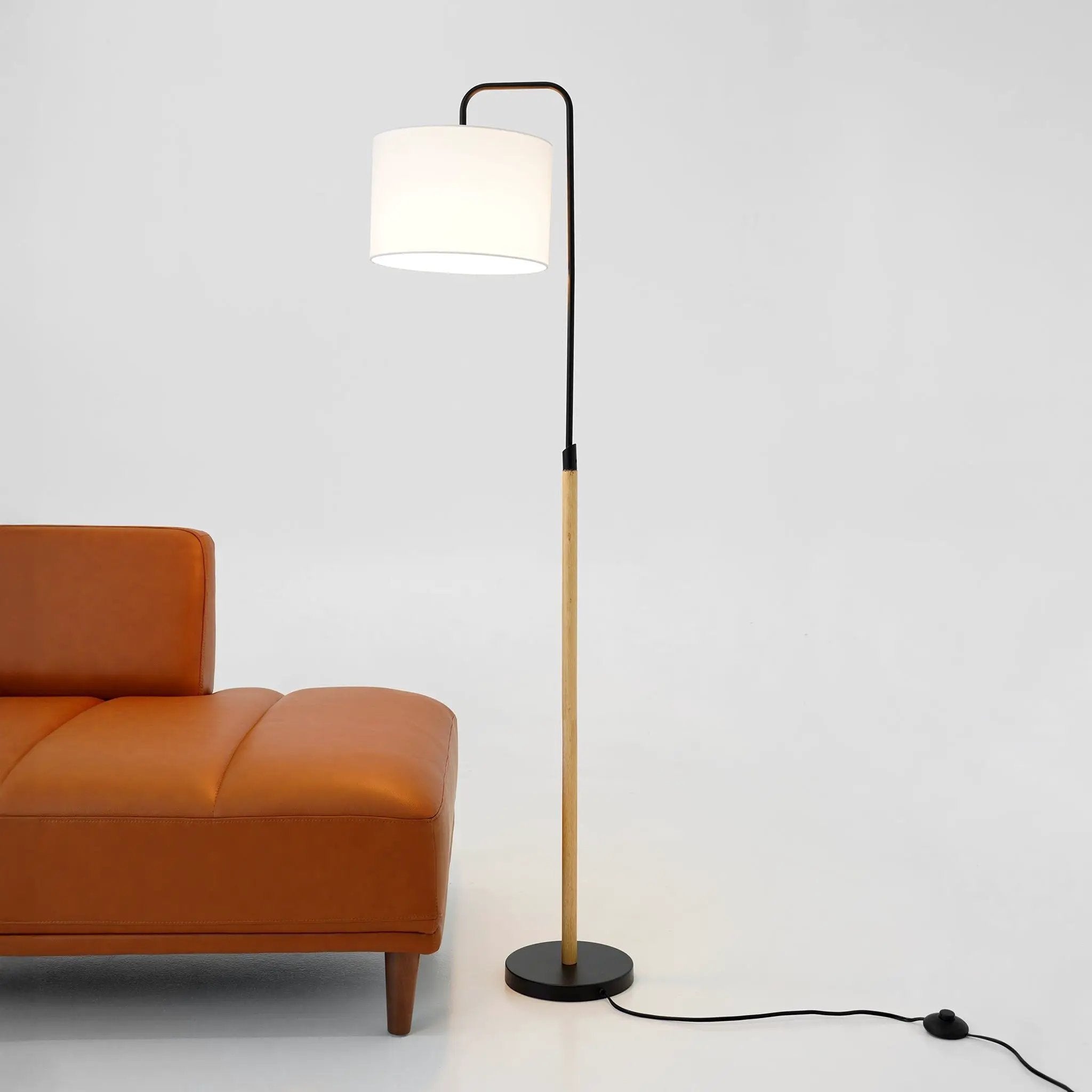 Lior - Arc Floor Lamp With Cylinder Shade - Black by HouseOfZazla
