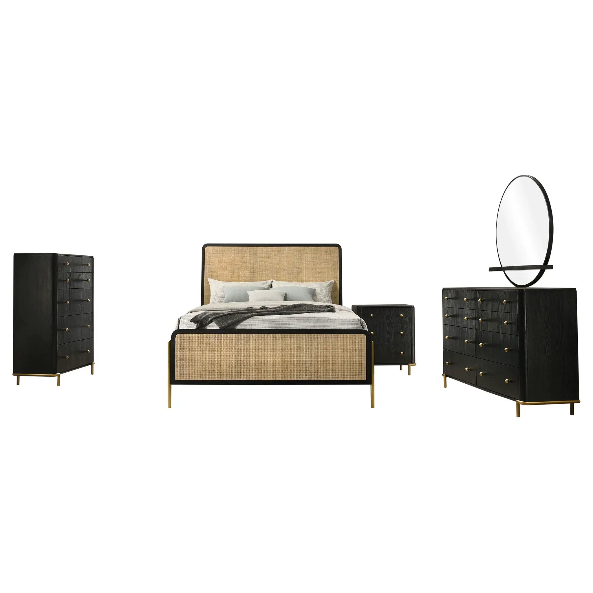 Arini 5-piece Queen Bedroom Set Black and Natural by Unique Piece Furniture