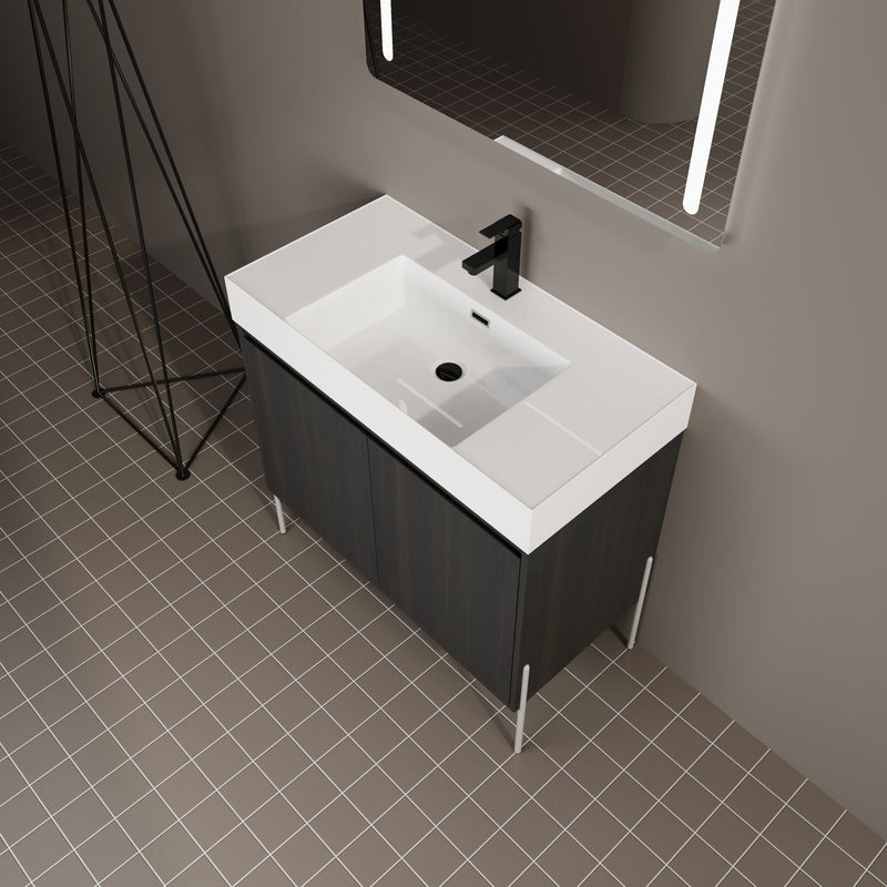 Freestanding Bathroom Vanity With Resin Sink And Storage Cabinet by HouseOfZazla