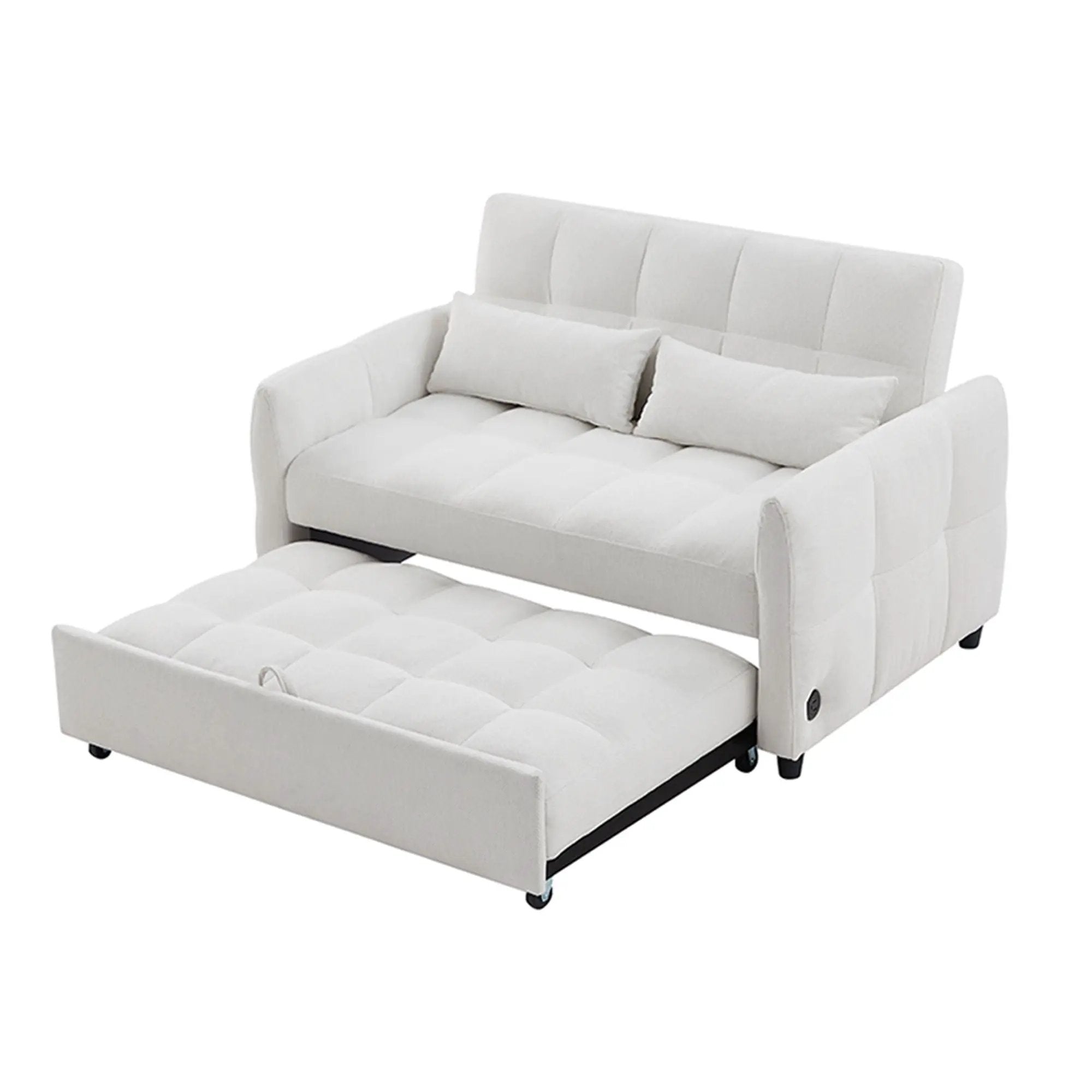 Loveseat Sofa Pull-Out Bed With Adjustable Backrest, 3 USB Ports And 2 Lumbar Pillows For Living Room by HouseOfZazla