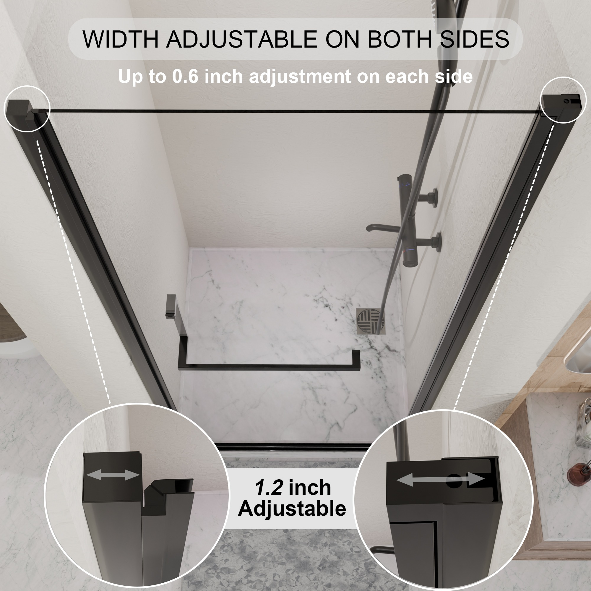 28"-29.2" x 72" Semi-Frameless Pivot Shower Door by HouseOfZazla