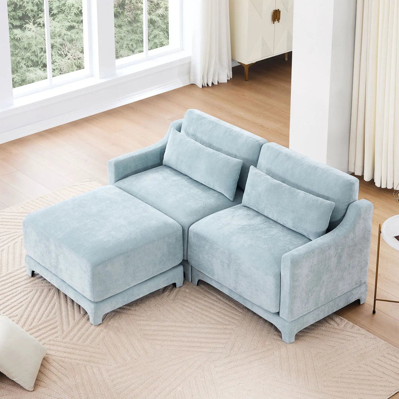 Stylish Sofa With Ottoman And Lumbar Pillows, Ergonomic Design by Unique Piece Furniture