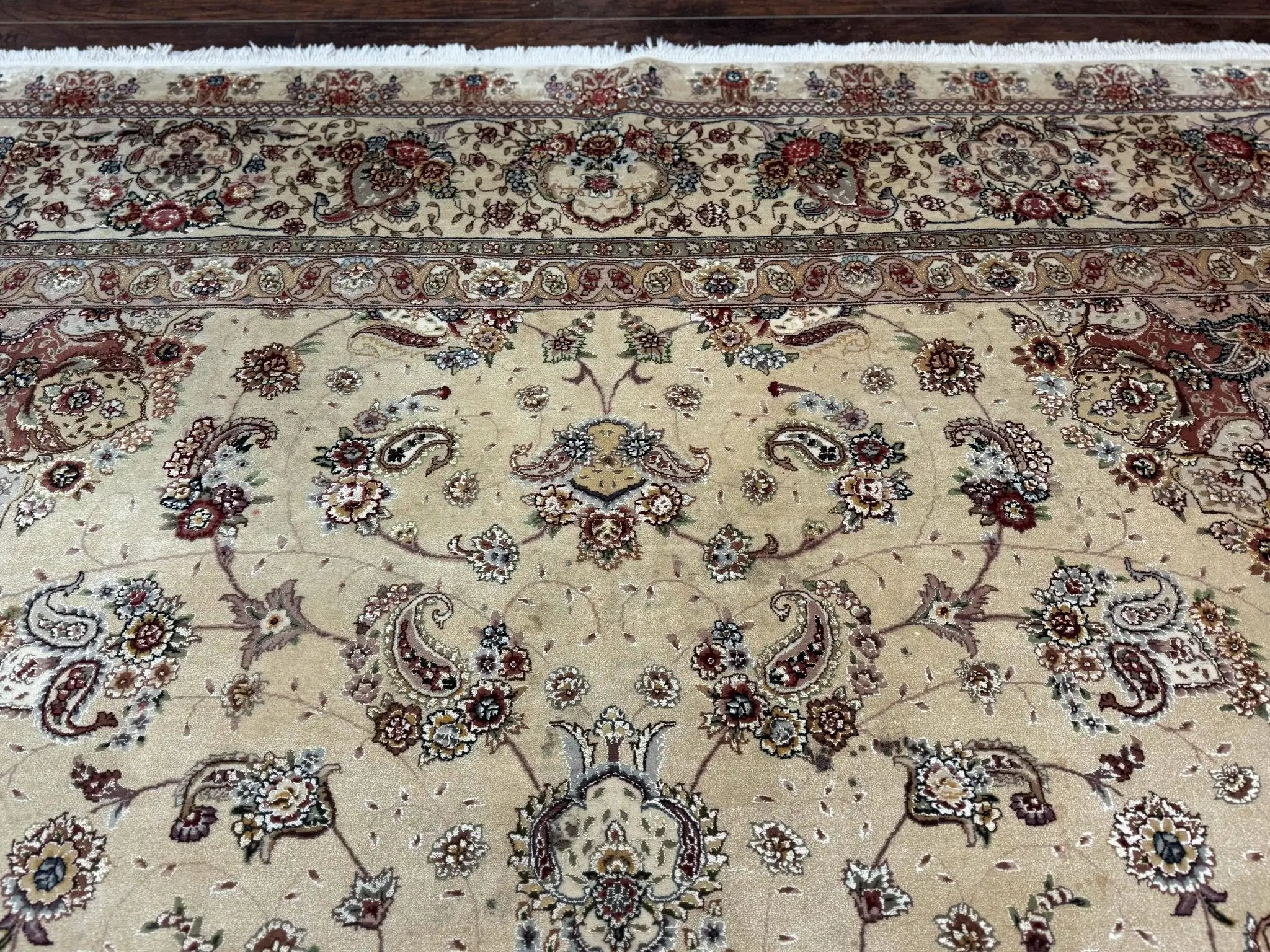 Sino Persian Rug 8x10, Wool and Silk Highlights, 290 KPSI, Floral Medallion by Jewel Rugs