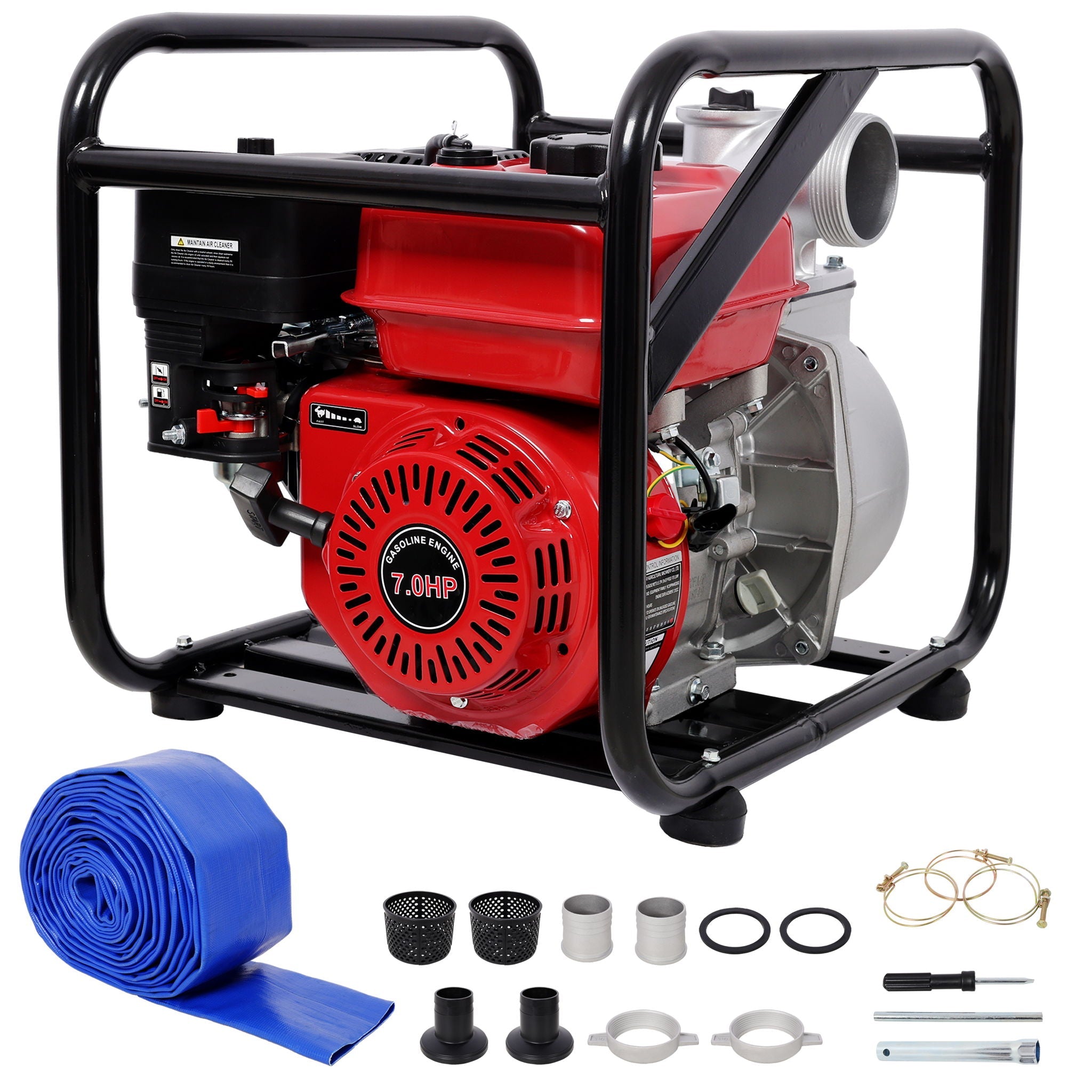 Gasoline Powered Water Pump 3" Inlet & Outlet, 264Gpm Flow, 7Hp Engine - Black / Red by HouseOfZazla