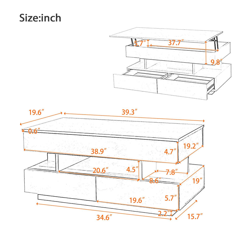 Multi Functional Lift Top Coffee Table With 2 Drawers by HouseOfZazla