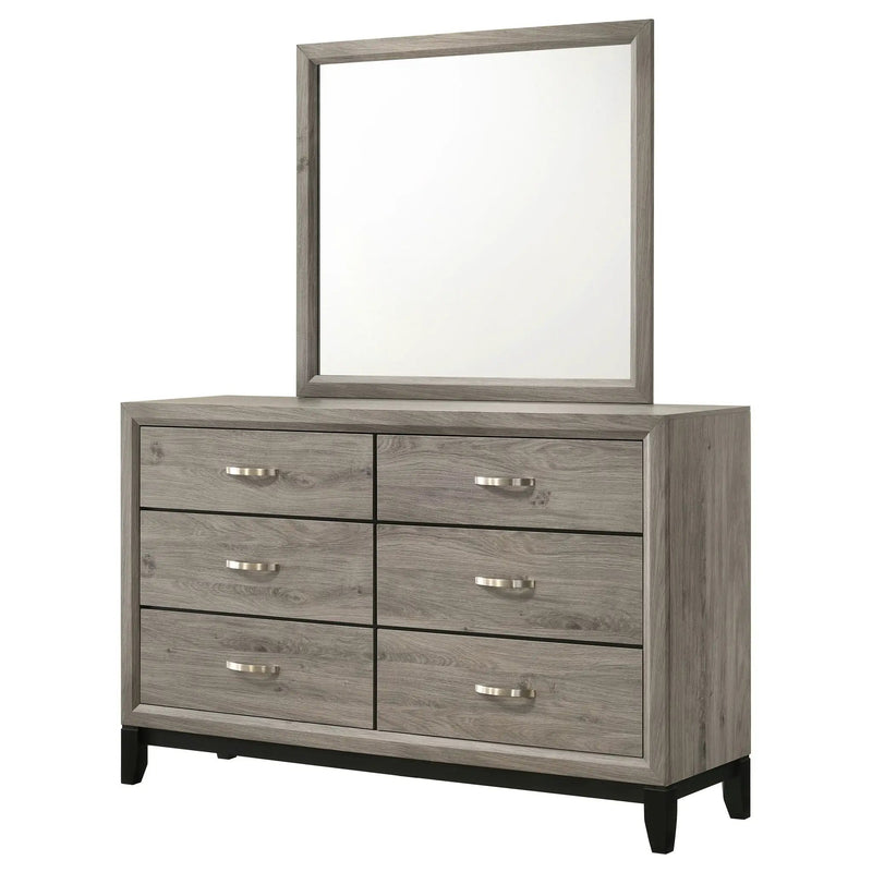 Watson 6-drawer Bedroom Dresser and Mirror Light Taupe by Unique Piece Furniture